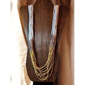 NWT Talbots Ombré Beaded Statement Necklace – White Silver Bronze – MSRP $69.50